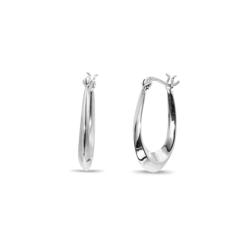Brinco de Prata Argola Oval Oca e Espelhada