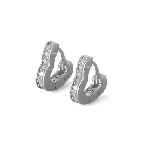 Brinco Argola Linha Click Coração com Zircônias Cristal
