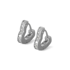 Brinco Argola Linha Click Coração com Zircônias Cristal
