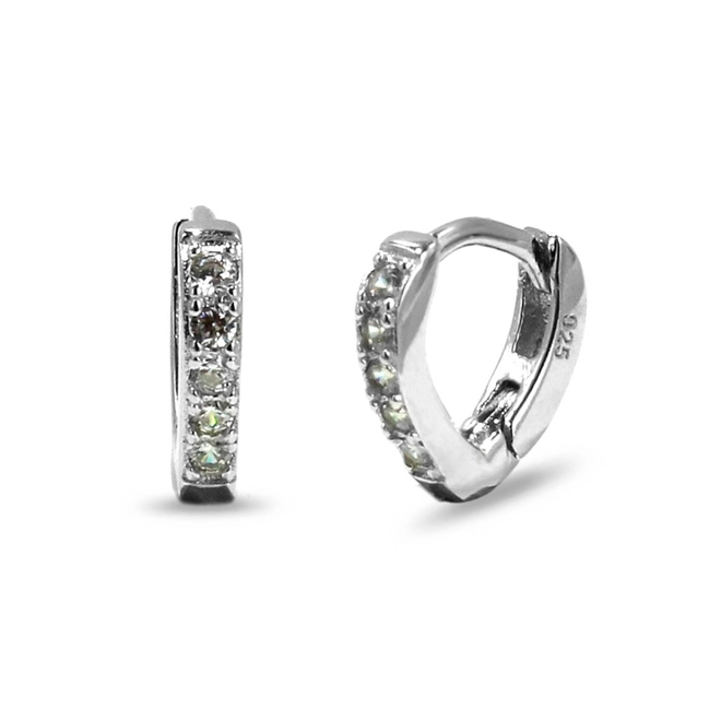 Brinco de Prata Linha Clic com Zircônia Cristal