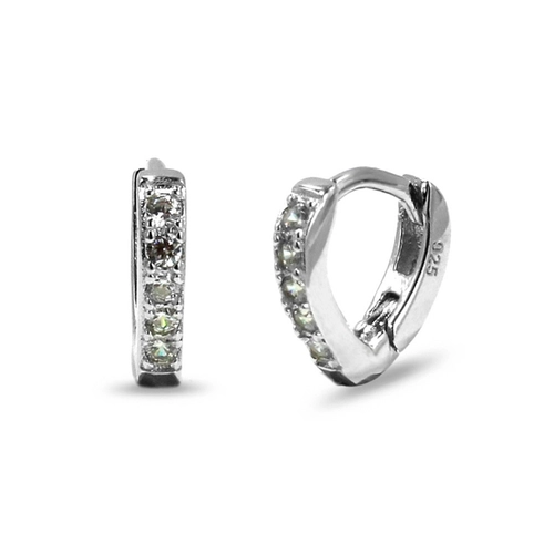 Brinco de Prata Linha Clic com Zircônia Cristal