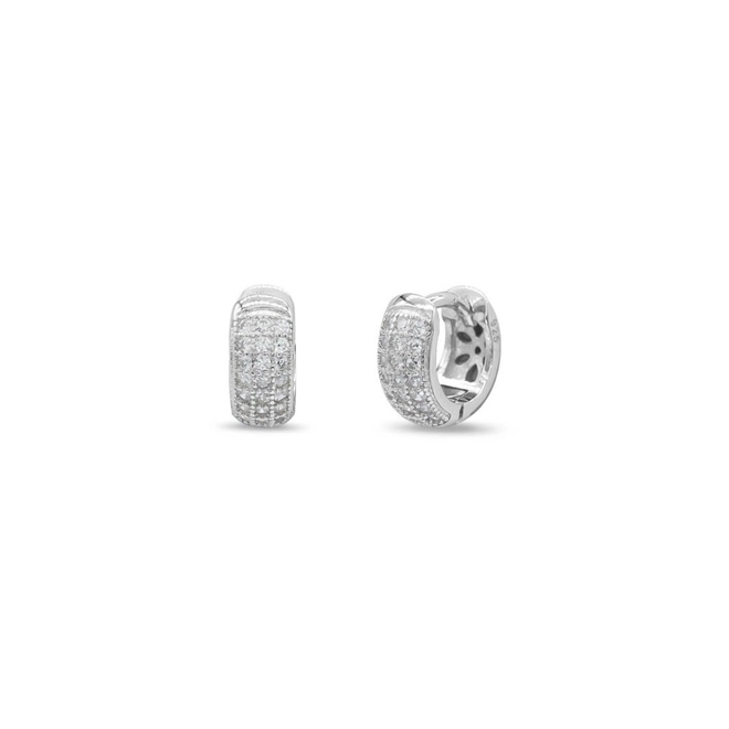 Brinco de Prata Argola Clic com Zircônia Cristal