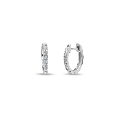 Brinco de Prata Argola Clic com Zircônias Cristal