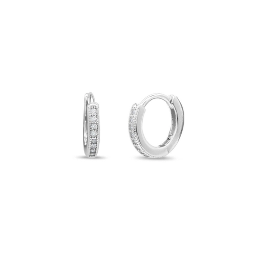 Brinco de Prata Argola Clic com Zircônia Cristal