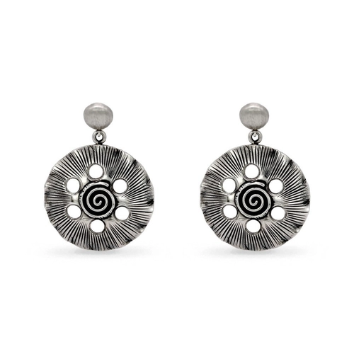 Brinco de Prata Estilo Bali Mandala com Espiral