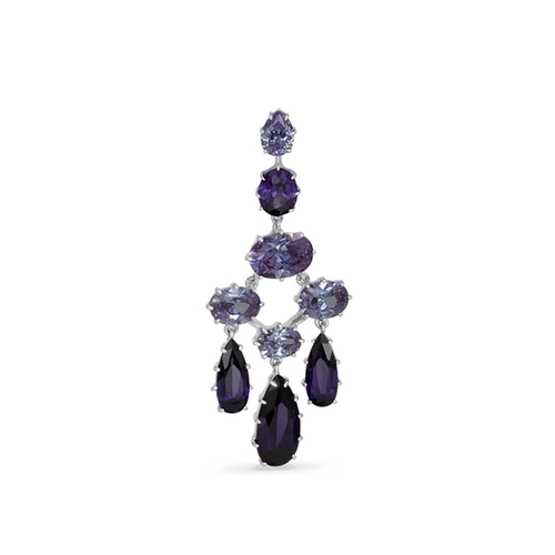 Brinco de Prata Chandelier com Zircônia Ametista