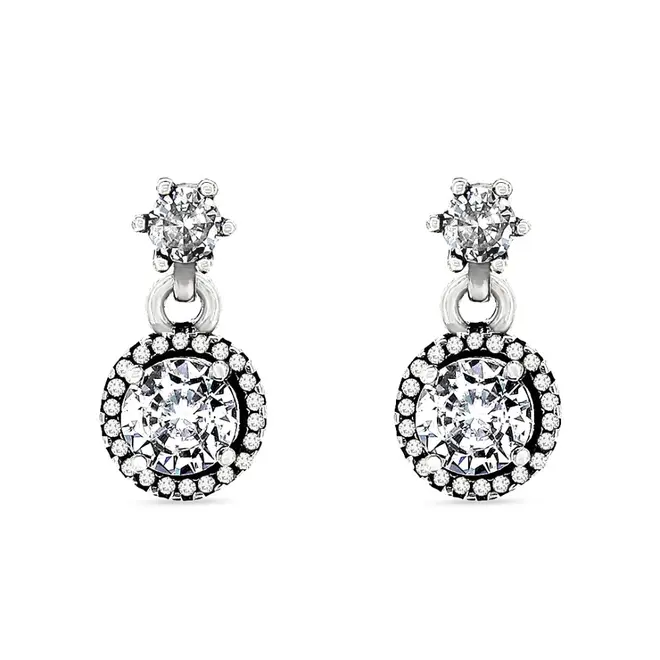 Brinco Balanço com Zircônia Cristal Redonda