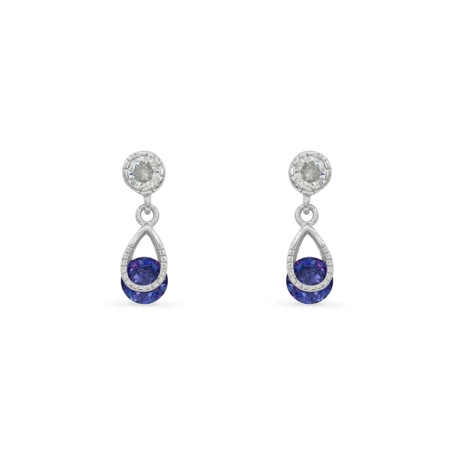 Brinco de Prata Balanço com Zircônia Cristal e Safira