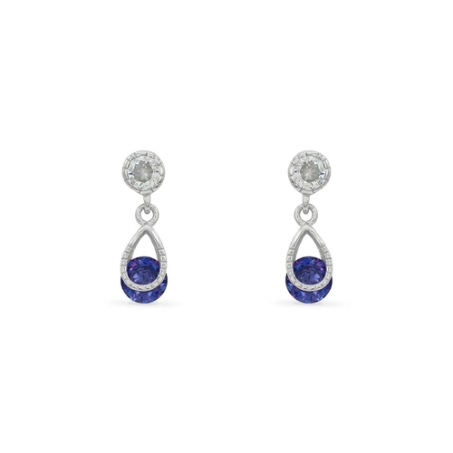 Brinco de Prata Balanço com Zircônia Cristal e Safira