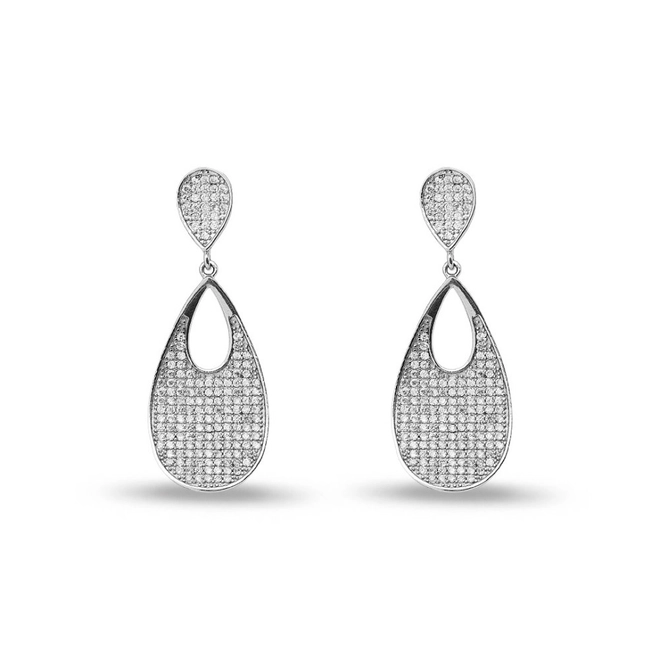 Brinco de Prata Balanço com Zircônia Cristal