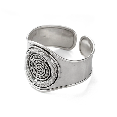 Bracelete de Prata Estilo Bali com Espiral Trabalhada