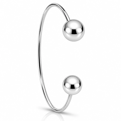 Bracelete Espelhado Aberto com Esferas