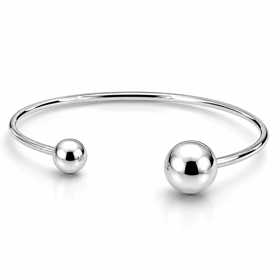 Bracelete Espelhado Aberto com Esferas