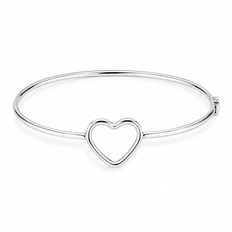 Bracelete de Prata Fio Quadrado com Coração Vazado