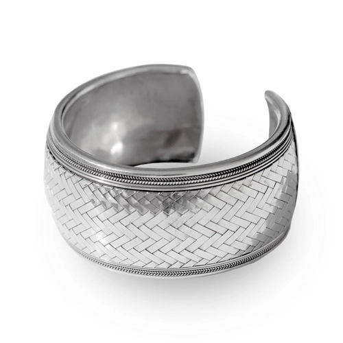 Bracelete de Prata Trançado Envelhecido