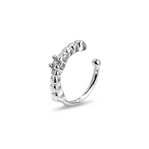 Brinco Ear Cuff de Prata Argola com Zircônia Cristal