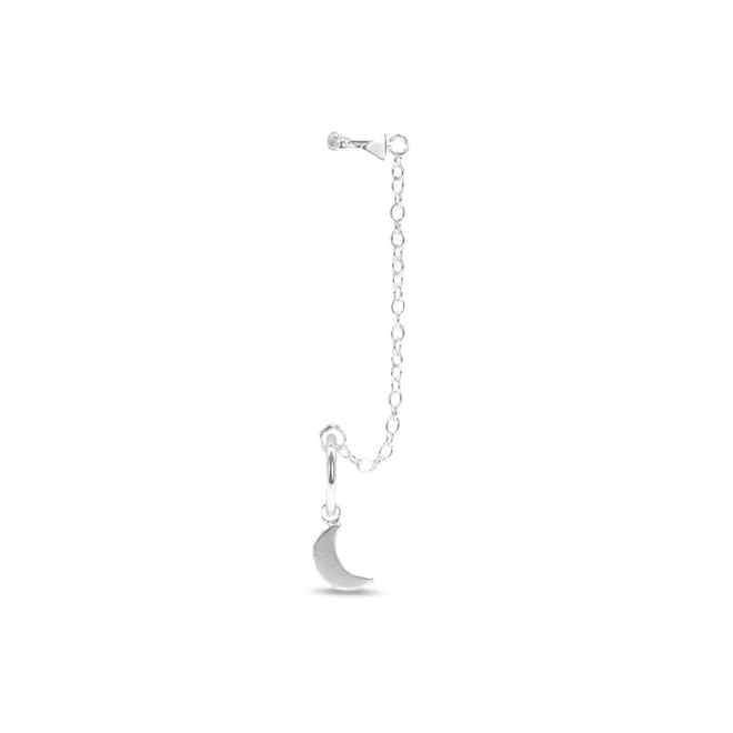 Brinco Ear Cuff de Prata Argola com Lua