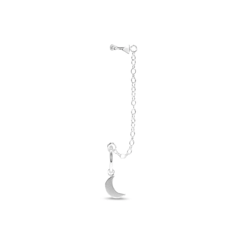 Brinco Ear Cuff de Prata Argola com Lua