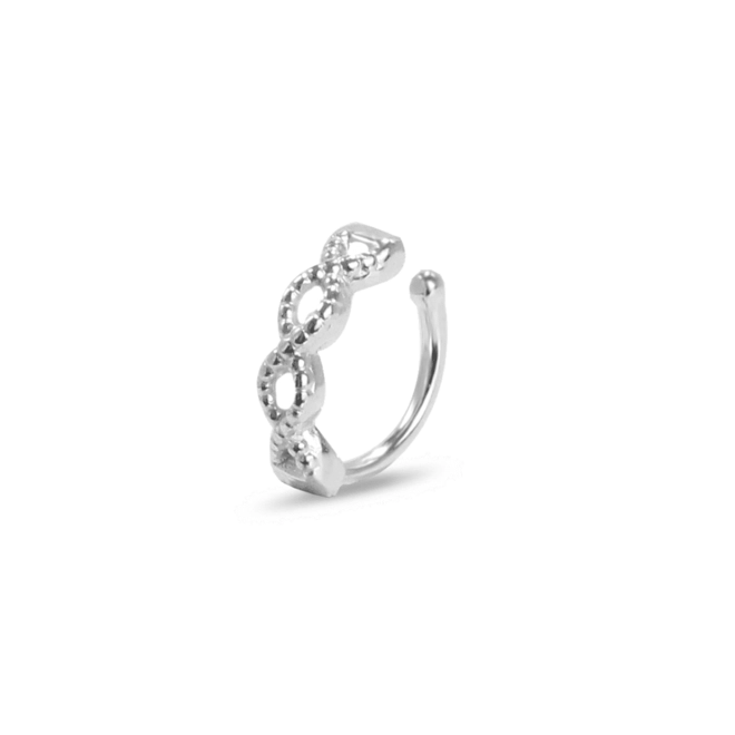Brinco Ear Cuff de Prata Argola Trabalhada