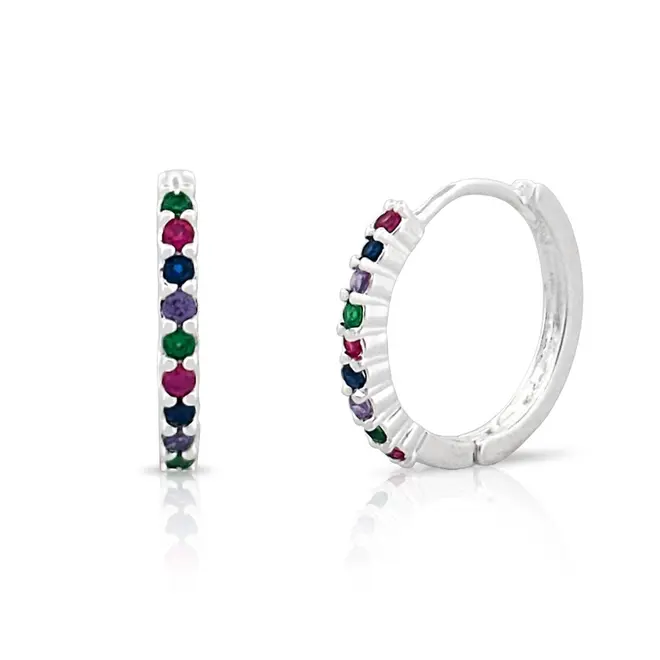 Brinco Argola Click com Zircônias Coloridas G