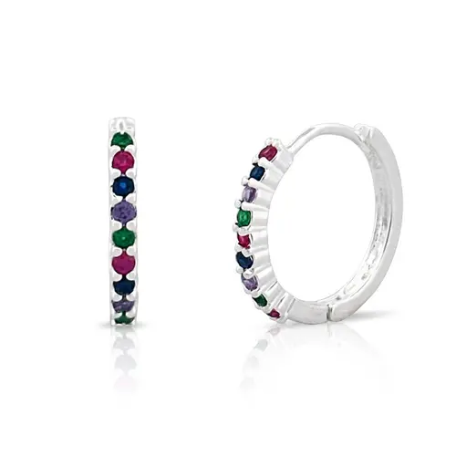 Brinco Argola Click com Zircônias Coloridas G