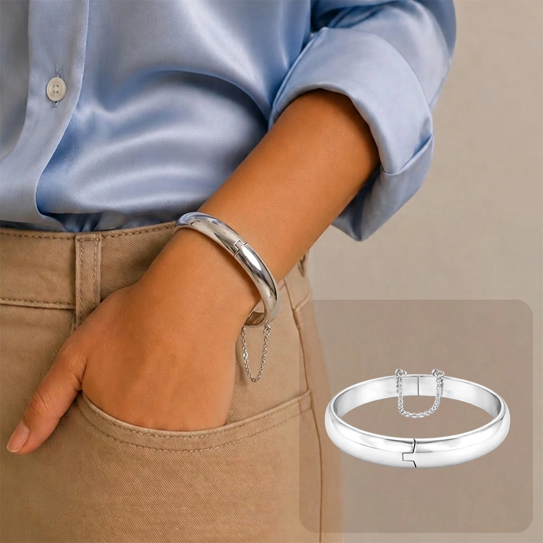 Bracelete Liso Espelhado com Trava