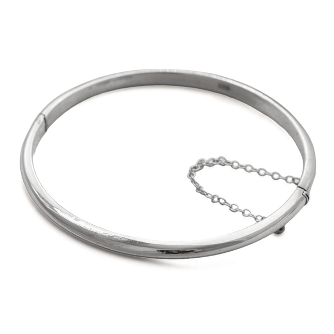 Bracelete de Prata Espelhado Articulado com Pega Ladrão