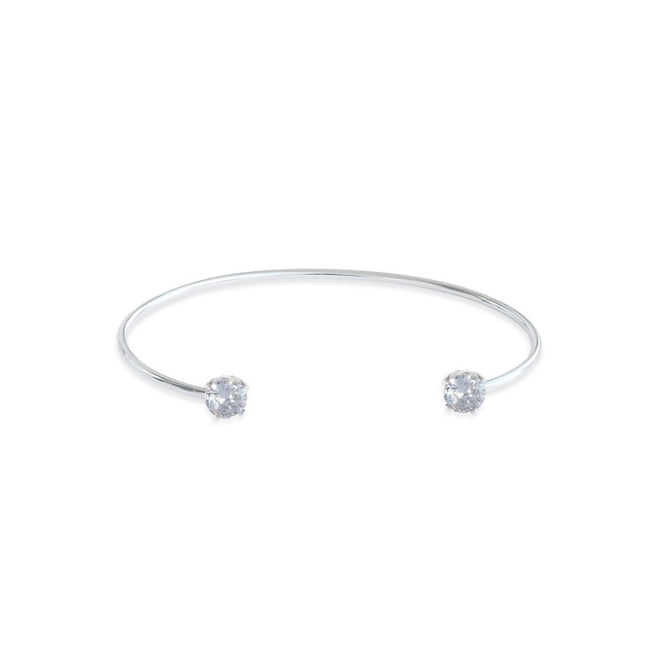 Bracelete em Prata Leve com Zircônias Cristal Redondas