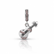 Berloque Balanço com Violão Envelhecido e Zircônia Rosa