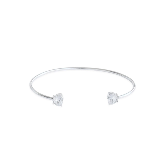 Bracelete em Prata Leve com Corações em Zircônia Cristal
