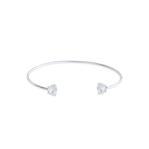 Bracelete em Prata Leve com Corações em Zircônia Cristal