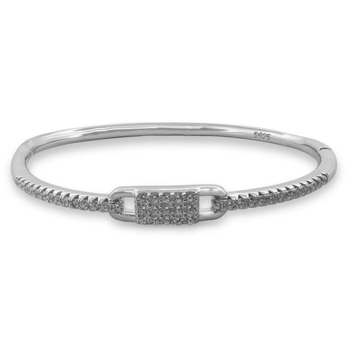 Bracelete de Prata Articulado Trabalhado com Zircônias Cristal