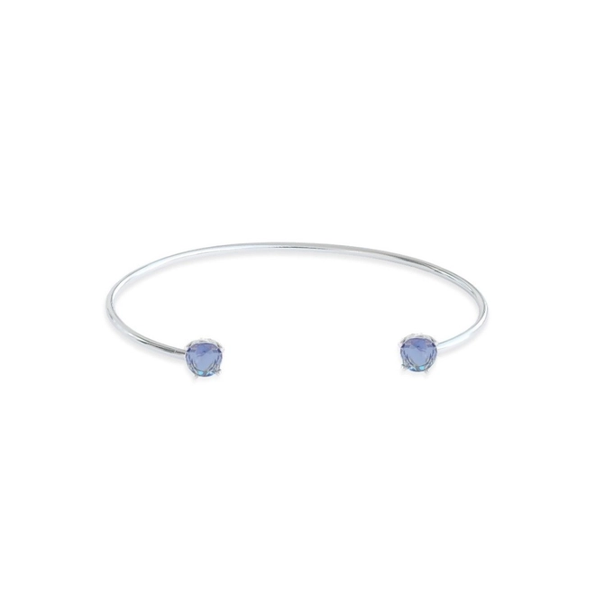 Bracelete em Prata Leve com Zircônias Ametistas Redondas