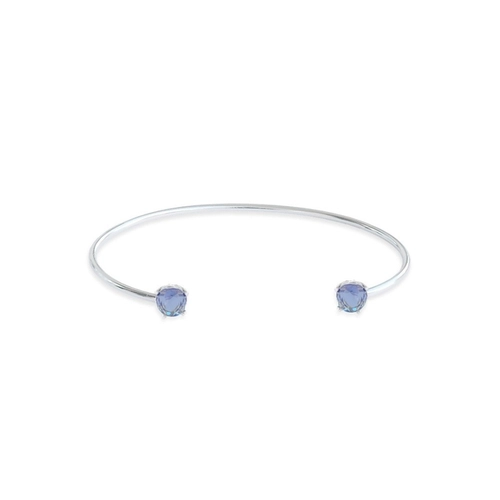Bracelete em Prata Leve com Zircônias Ametistas Redondas