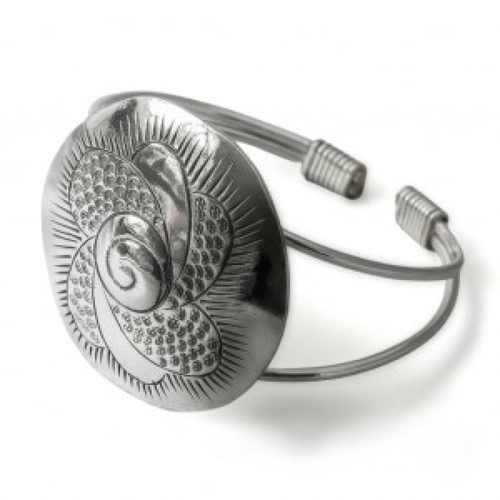 Bracelete de Prata Estilo Bali Dois Fios com Mandala