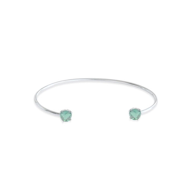 Bracelete em Prata Leve com Zircônias Verde Paraíba