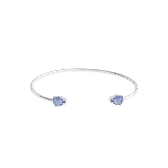 Bracelete em Prata Leve com Gotas em Zircônia Ametista