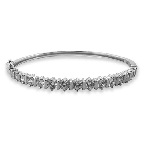 Bracelete de Prata Articulado com Zircônias Redondas
