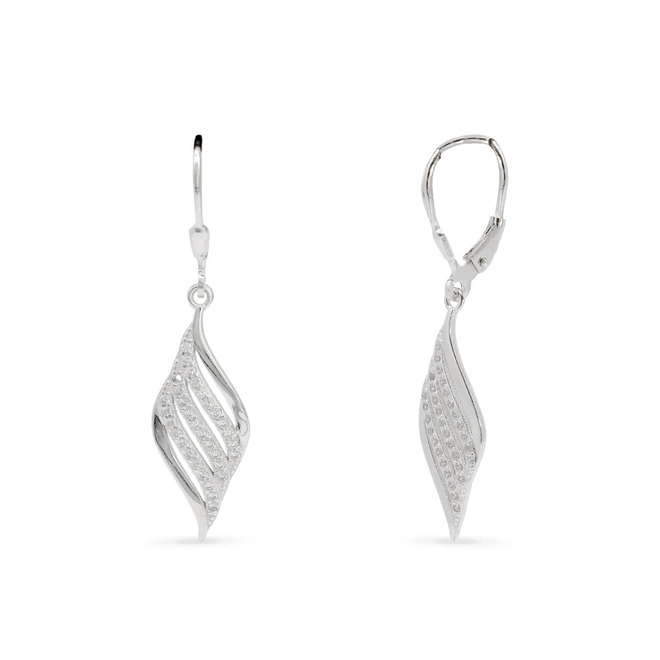 Brinco de Prata Gancho Gota Indiana com Zircônias Cristal