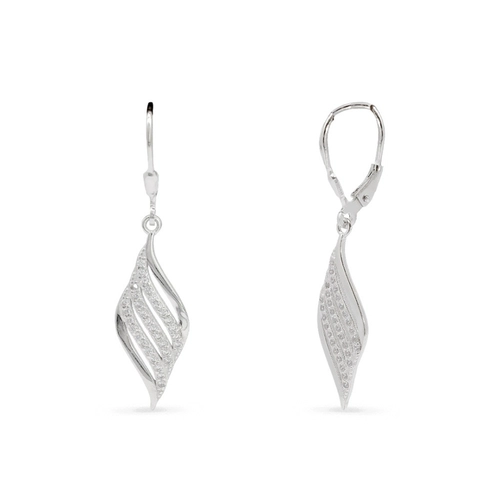 Brinco de Prata Gancho Gota Indiana com Zircônias Cristal