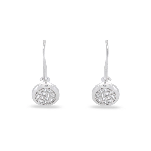 Brinco De Prata Gancho Redondo com Zircônia Cristal