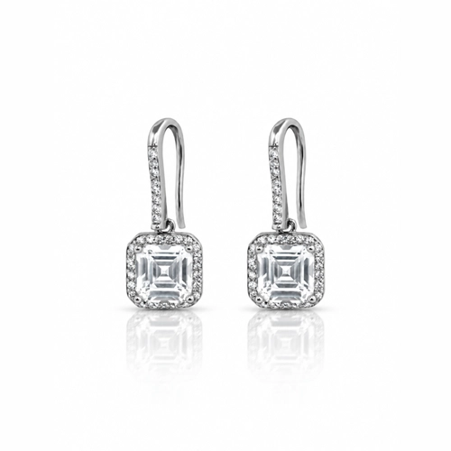 Brinco Gancho com Zircônia Cristal Quadrada