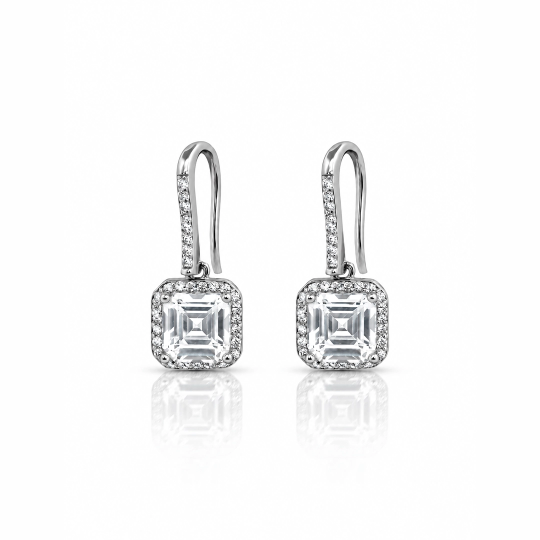 Brinco Gancho com Zircônia Cristal Quadrada