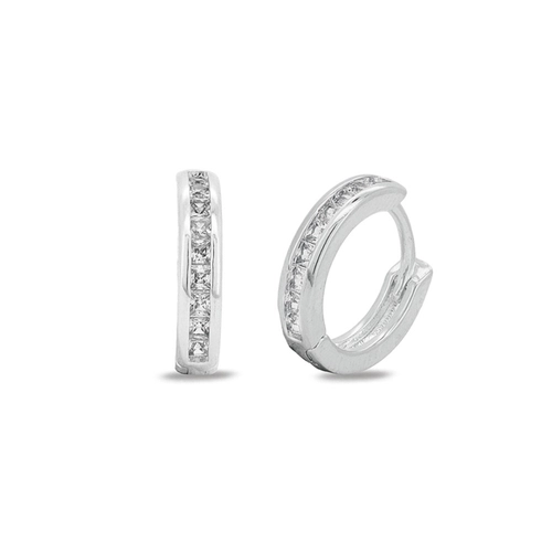 Brinco De Prata Leve Linha Clic Com Zircônia Cristal