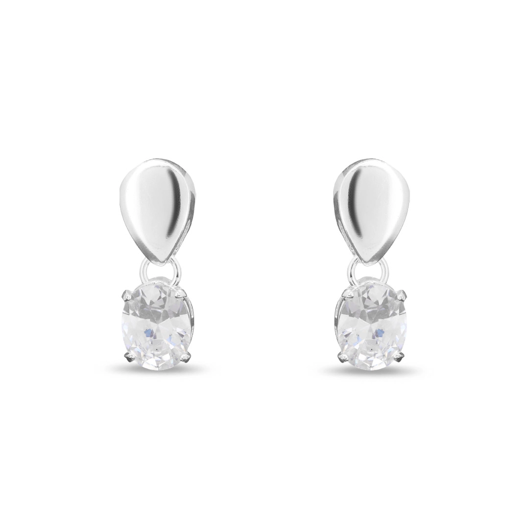 Brinco Balanço com Zircônia Cristal Oval