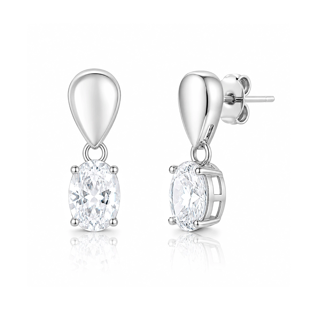 Brinco Balanço com Zircônia Cristal Oval