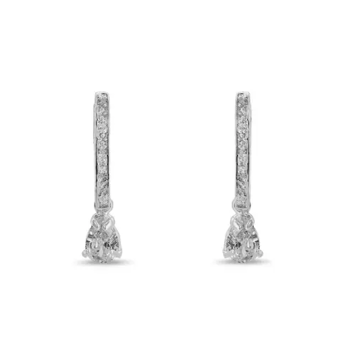 Brinco De Prata Leve Balanço Gota com Zircônia Cristal