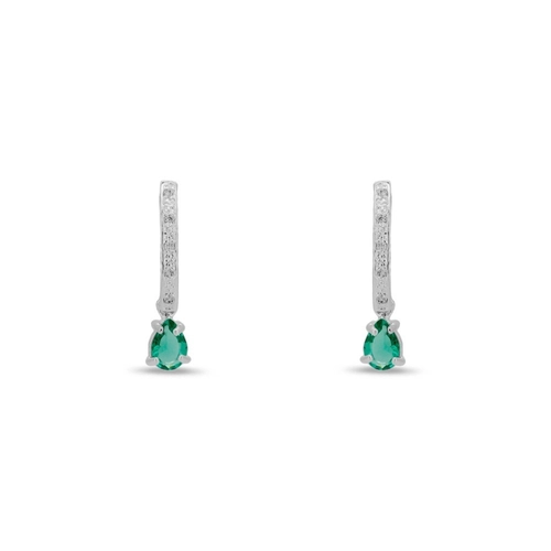 Brinco De Prata Leve Com Zircônia Cristal E Zircônia Verde Paraíba