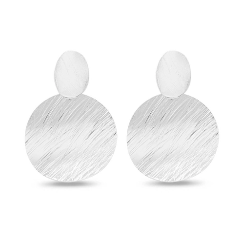 Brinco de Prata Leve Chapa Fosca Redonda e Oval