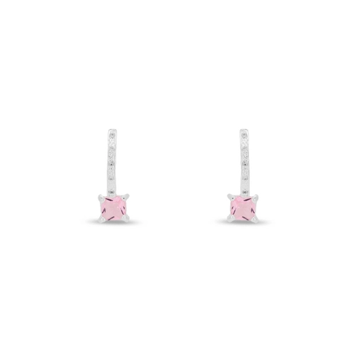 Brinco De Prata Leve Balanço com Zircônia Rosa